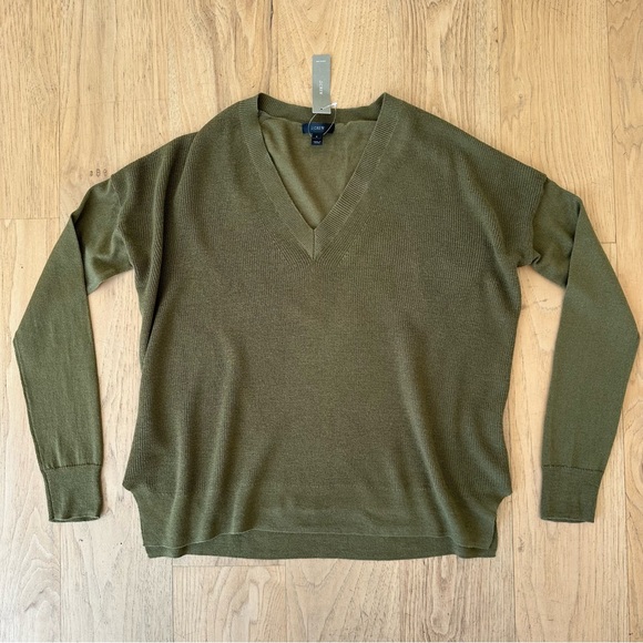 JCREW V-Neck Wool-Cotton Merino Sweater - Picture 1 of 12